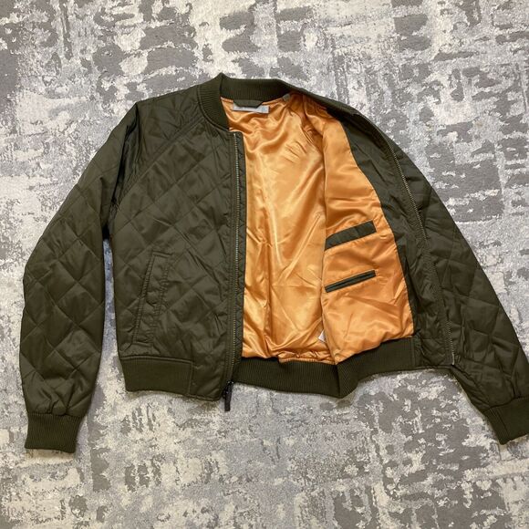 Vince Quilted Bomber Jacket Olive green Nylon Size Extra Small XS - Picture 7 of 12